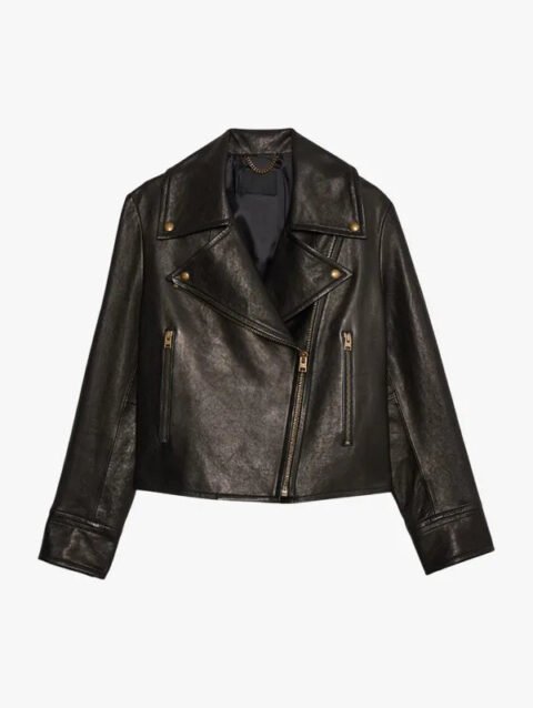 Ladies Stylish Black Leather Biker Jacket