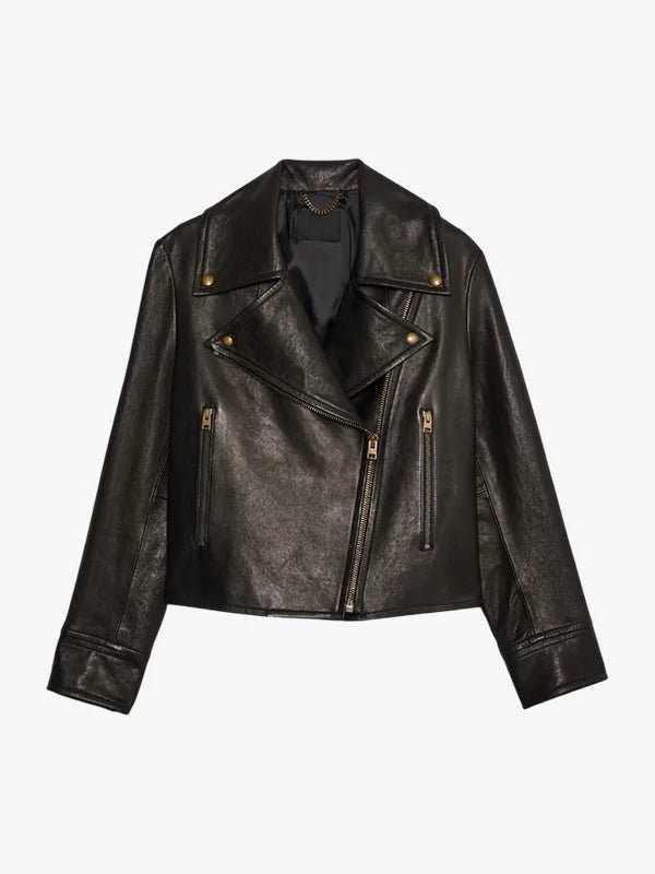 Ladies Stylish Black Leather Biker Jacket