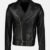 Men's Asymmetrical Collar Black Leather Moto Jacket