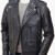 Men's Blue Leather Shoulder Padded Biker Jacket