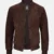 Men's Dark Brown Suede Bomber Jacket