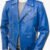 Men's Royal Blue Leather Asymmetrical Collar Biker Jacket