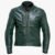 Men's Slight Fitted Green Leather Cafe Racer Padded Jacket