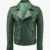 Men's Soft Quilted Shoulder Padded Green Leather Biker Jacket