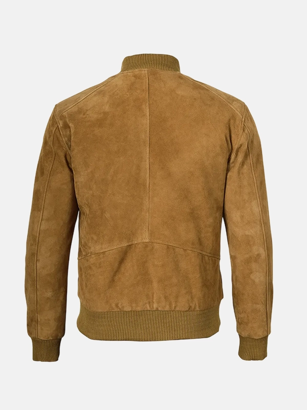 Men's Suede Light Brown Bomber Jacket