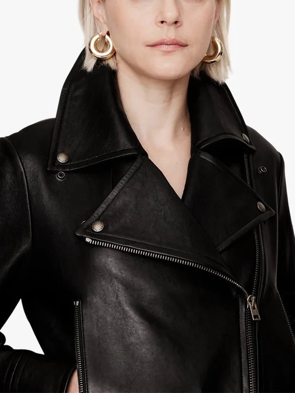 Stylish Black Leather Biker Jacket For Women's