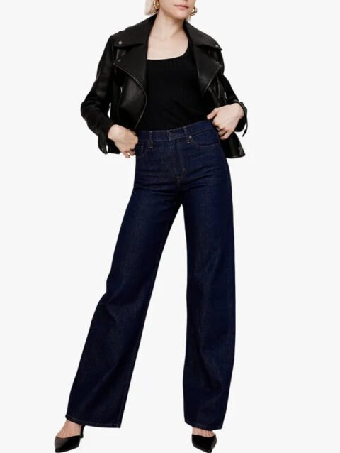 Stylish Black Real Leather Biker Style Jacket For Ladies