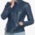 Women’s Slim Blue Leather Moto Jacket